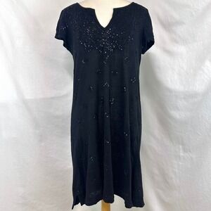 CALYPSO ST BARTH Black 100% Linen Jersey Sequin Tunic Dress M Resort Cruise